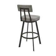 Benjamin Swivel Counter Stool in Black Metal with Gray Faux Leather - Furniture City (CA)l