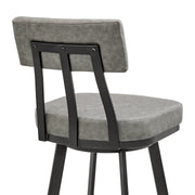 Benjamin Swivel Counter Stool in Black Metal with Gray Faux Leather - Furniture City (CA)l