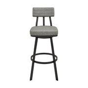 Benjamin Swivel Bar Stool in Black Metal with Gray Faux Leather - Furniture City (CA)l