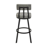Benjamin Swivel Bar Stool in Black Metal with Gray Faux Leather - Furniture City (CA)l