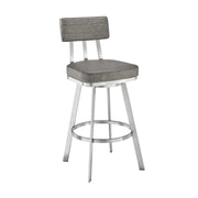 Benjamin 26" Swivel Counter Stool in Brushed Stainless Steel with Gray Faux Leather - Furniture City (CA)l