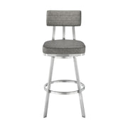 Benjamin 26" Swivel Counter Stool in Brushed Stainless Steel with Gray Faux Leather - Furniture City (CA)l