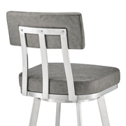 Benjamin 26" Swivel Counter Stool in Brushed Stainless Steel with Gray Faux Leather - Furniture City (CA)l