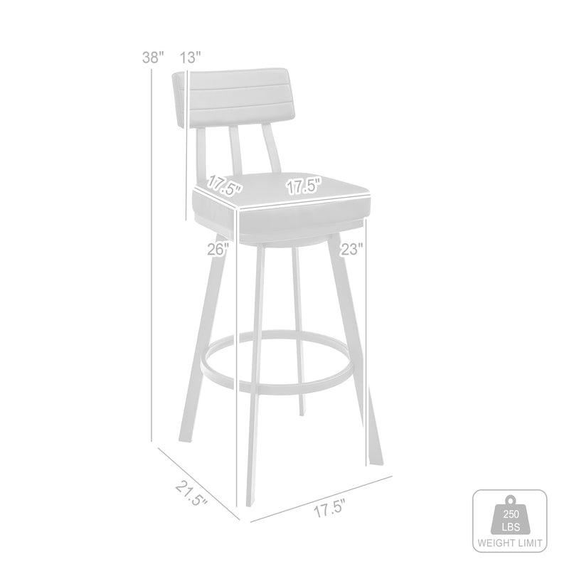 Benjamin 26" Swivel Counter Stool in Brushed Stainless Steel with Gray Faux Leather - Furniture City (CA)l