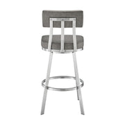 Benjamin 30" Swivel Bar Stool in Brushed Stainless Steel with Gray Faux Leather - Furniture City (CA)l