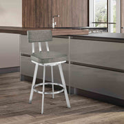 Benjamin 30" Swivel Bar Stool in Brushed Stainless Steel with Gray Faux Leather - Furniture City (CA)l