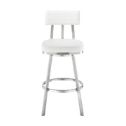 Benjamin 26" Swivel Counter Stool in Brushed Stainless Steel with White Faux Leather - Furniture City (CA)l