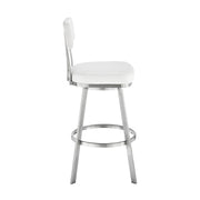 Benjamin 26" Swivel Counter Stool in Brushed Stainless Steel with White Faux Leather - Furniture City (CA)l