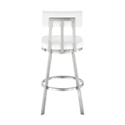 Benjamin 26" Swivel Counter Stool in Brushed Stainless Steel with White Faux Leather - Furniture City (CA)l