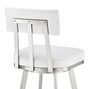 Benjamin 26" Swivel Counter Stool in Brushed Stainless Steel with White Faux Leather - Furniture City (CA)l