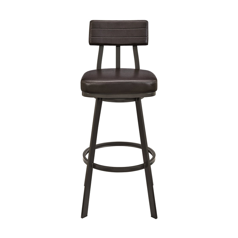 Benjamin Swivel Counter Stool in Brown Metal with Brown Faux Leather - Furniture City (CA)l
