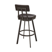 Benjamin Swivel Counter Stool in Brown Metal with Brown Faux Leather - Furniture City (CA)l