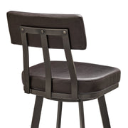 Benjamin Swivel Counter Stool in Brown Metal with Brown Faux Leather - Furniture City (CA)l