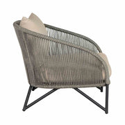 Benicia Outdoor Patio Chair in Black Steel with Gray Rope and Taupe Olefin Cushions - Furniture City (CA)l