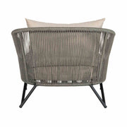 Benicia Outdoor Patio Chair in Black Steel with Gray Rope and Taupe Olefin Cushions - Furniture City (CA)l