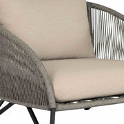 Benicia Outdoor Patio Chair in Black Steel with Gray Rope and Taupe Olefin Cushions - Furniture City (CA)l