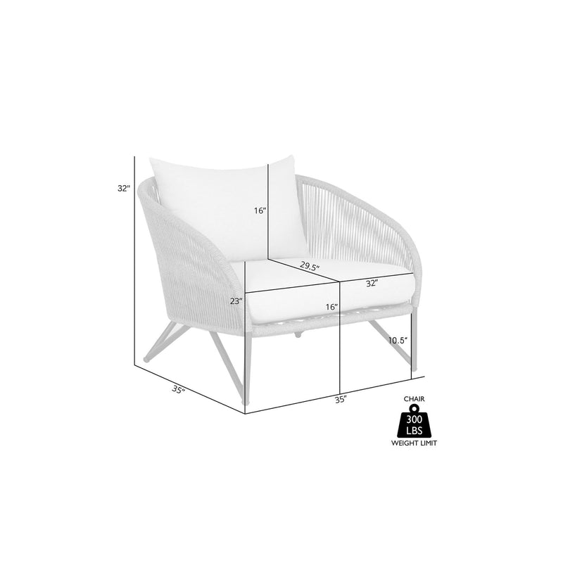 Benicia Outdoor Patio Chair in Black Steel with Gray Rope and Taupe Olefin Cushions - Furniture City (CA)l