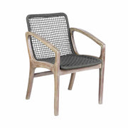 Beckham Outdoor Patio Dining Chair in Light Eucalyptus Wood and Charcoal Rope - Furniture City (CA)l