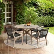 Beckham Outdoor Patio Dining Chair in Light Eucalyptus Wood and Charcoal Rope - Furniture City (CA)l