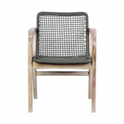 Beckham Outdoor Patio Dining Chair in Light Eucalyptus Wood and Charcoal Rope - Furniture City (CA)l