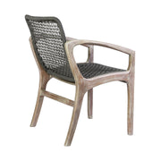 Beckham Outdoor Patio Dining Chair in Light Eucalyptus Wood and Charcoal Rope - Furniture City (CA)l