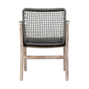 Beckham Outdoor Patio Dining Chair in Light Eucalyptus Wood and Charcoal Rope - Furniture City (CA)l