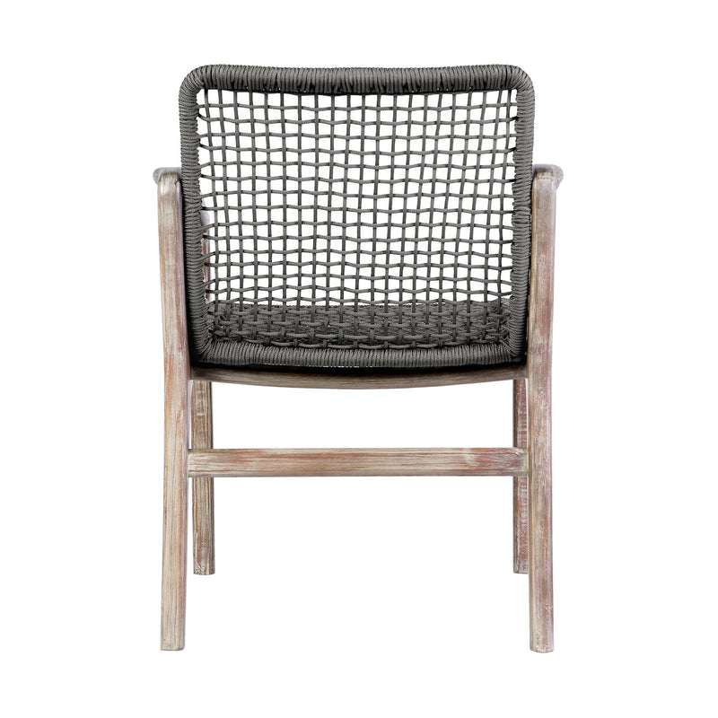 Beckham Outdoor Patio Dining Chair in Light Eucalyptus Wood and Charcoal Rope - Furniture City (CA)l