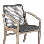Beckham Outdoor Patio Dining Chair in Light Eucalyptus Wood and Charcoal Rope - Furniture City (CA)l