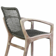 Beckham Outdoor Patio Dining Chair in Light Eucalyptus Wood and Charcoal Rope - Furniture City (CA)l