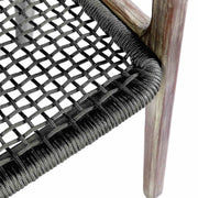 Beckham Outdoor Patio Dining Chair in Light Eucalyptus Wood and Charcoal Rope - Furniture City (CA)l