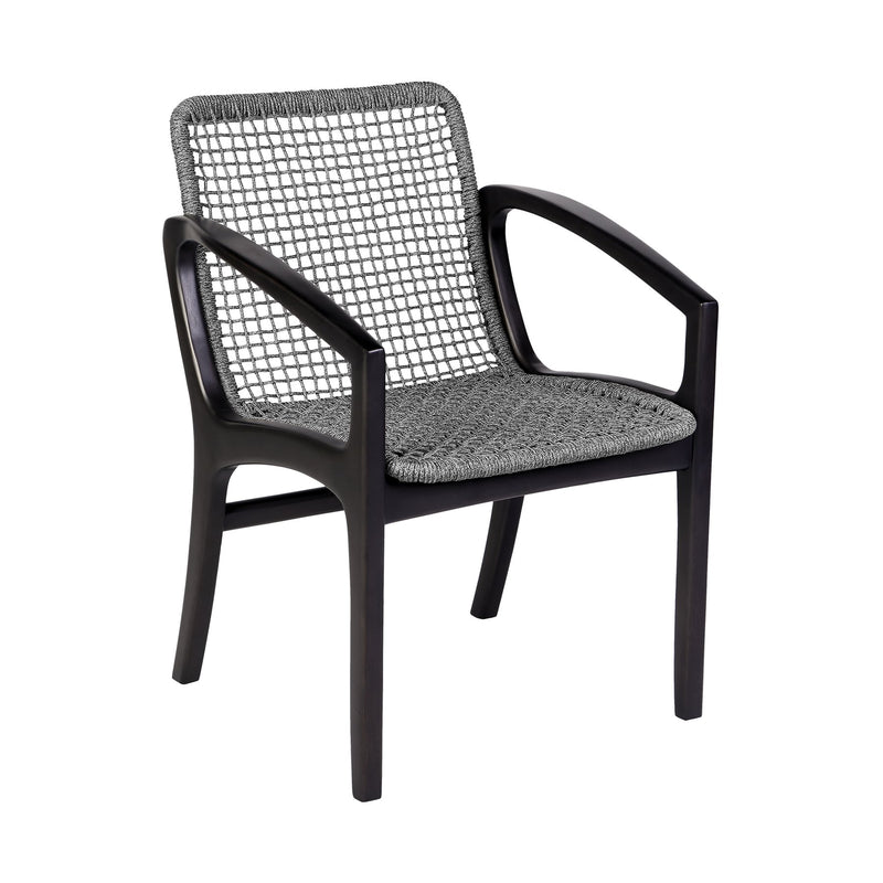 Beckham Outdoor Patio Dining Chair in Dark Eucalyptus Wood and Gray Rope - Furniture City (CA)l