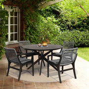Beckham Outdoor Patio Dining Chair in Dark Eucalyptus Wood and Gray Rope - Furniture City (CA)l