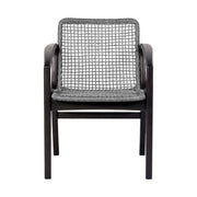 Beckham Outdoor Patio Dining Chair in Dark Eucalyptus Wood and Gray Rope - Furniture City (CA)l
