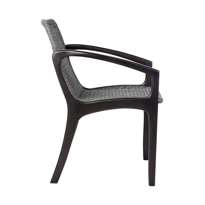 Beckham Outdoor Patio Dining Chair in Dark Eucalyptus Wood and Gray Rope - Furniture City (CA)l