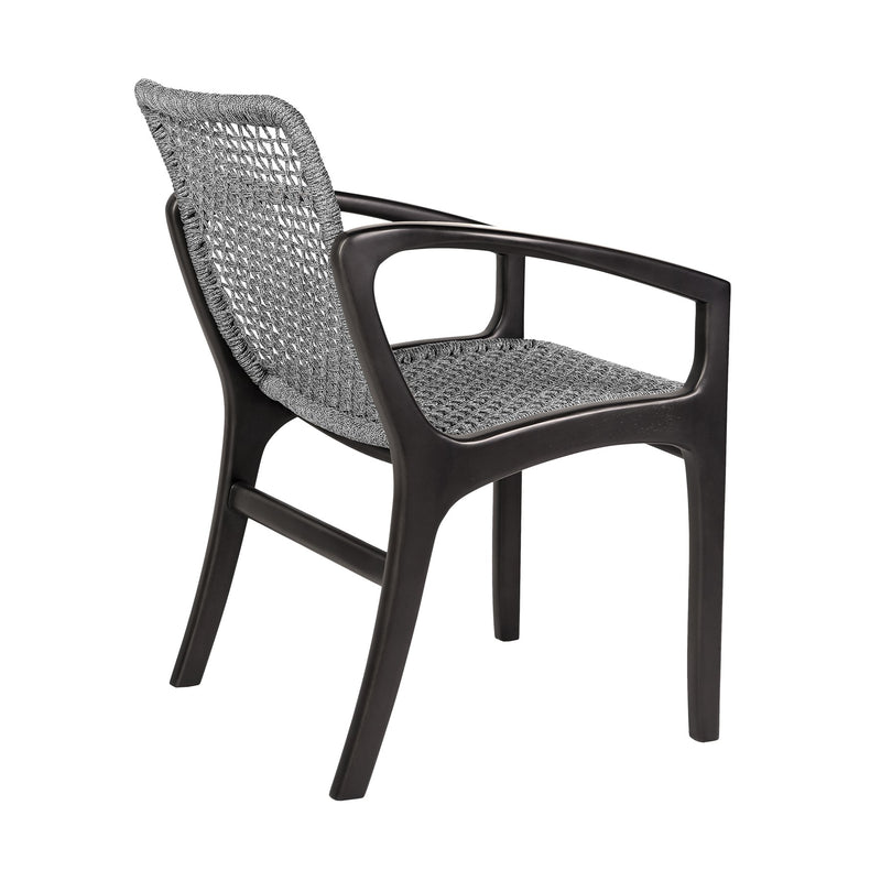 Beckham Outdoor Patio Dining Chair in Dark Eucalyptus Wood and Gray Rope - Furniture City (CA)l