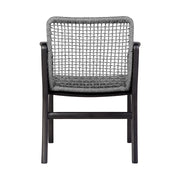 Beckham Outdoor Patio Dining Chair in Dark Eucalyptus Wood and Gray Rope - Furniture City (CA)l