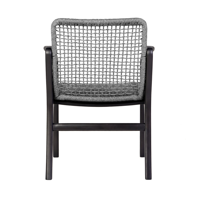 Beckham Outdoor Patio Dining Chair in Dark Eucalyptus Wood and Gray Rope - Furniture City (CA)l