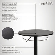 Bentley Adjustable Pub Table in Black Brushed Wood and Black Metal finish - Furniture City (CA)l