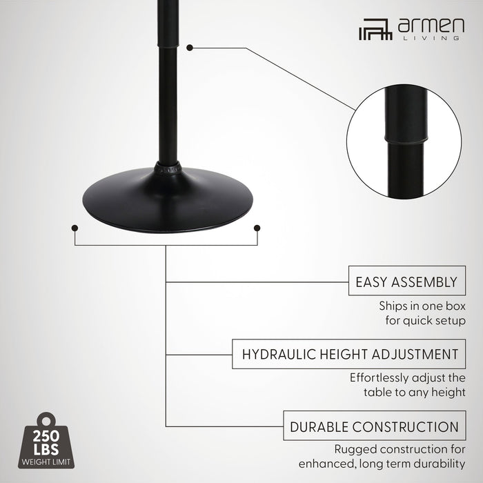 Bentley Adjustable Pub Table in Black Brushed Wood and Black Metal finish
