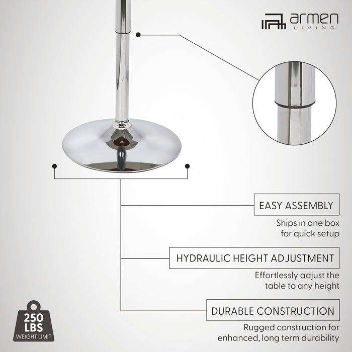 Bentley Adjustable Pub Table in Walnut Wood and Chrome finish
