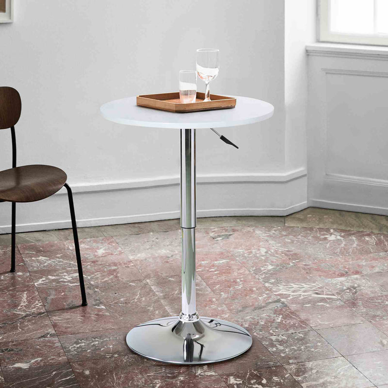 Bentley Adjustable Pub Table in White and Chrome Metal finish - Furniture City (CA)l