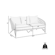 Benicia Outdoor Patio Sofa in Black Steel with Gray Rope and Taupe Olefin Cushions - Furniture City (CA)l