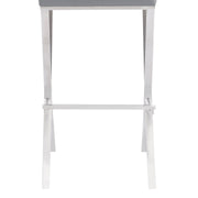 Bethany Contemporary 28" Counter Height Barstool in Brushed Stainless Steel and Gray Faux Leather - Furniture City (CA)l