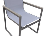 Bistro Outdoor Patio Dining Chair in Gray Powder Coated Finish with Gray Sling Textilene and Gray Wood Accent Arms - Set of 2 - Furniture City (CA)l