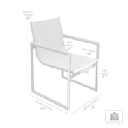 Bistro Outdoor Patio Dining Chair in Gray Powder Coated Finish with Gray Sling Textilene and Gray Wood Accent Arms - Set of 2 - Furniture City (CA)l