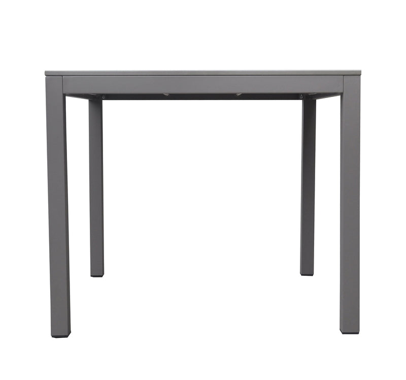 Bistro Outdoor Patio Dining Table in Gray Powder Coated Finish with Gray Wood Top - Furniture City (CA)l