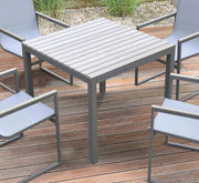 Bistro Outdoor Patio Dining Table in Gray Powder Coated Finish with Gray Wood Top - Furniture City (CA)l