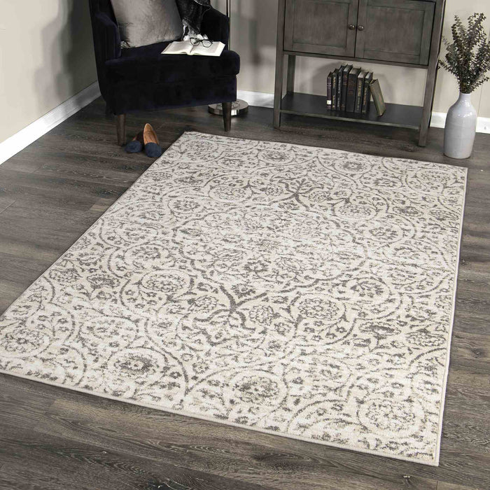 Berkeley Contemporary 5x8 Area Rug in Cream/Gray