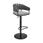 Blaise Adjustable Swivel Counter or Bar Stool in Black Metal with Gray Fabric and Faux Leather - Furniture City (CA)l