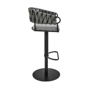Blaise Adjustable Swivel Counter or Bar Stool in Black Metal with Gray Fabric and Faux Leather - Furniture City (CA)l
